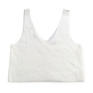 House of Harlow Ivory Knit V-Neck Cropped Tank, sz Medium